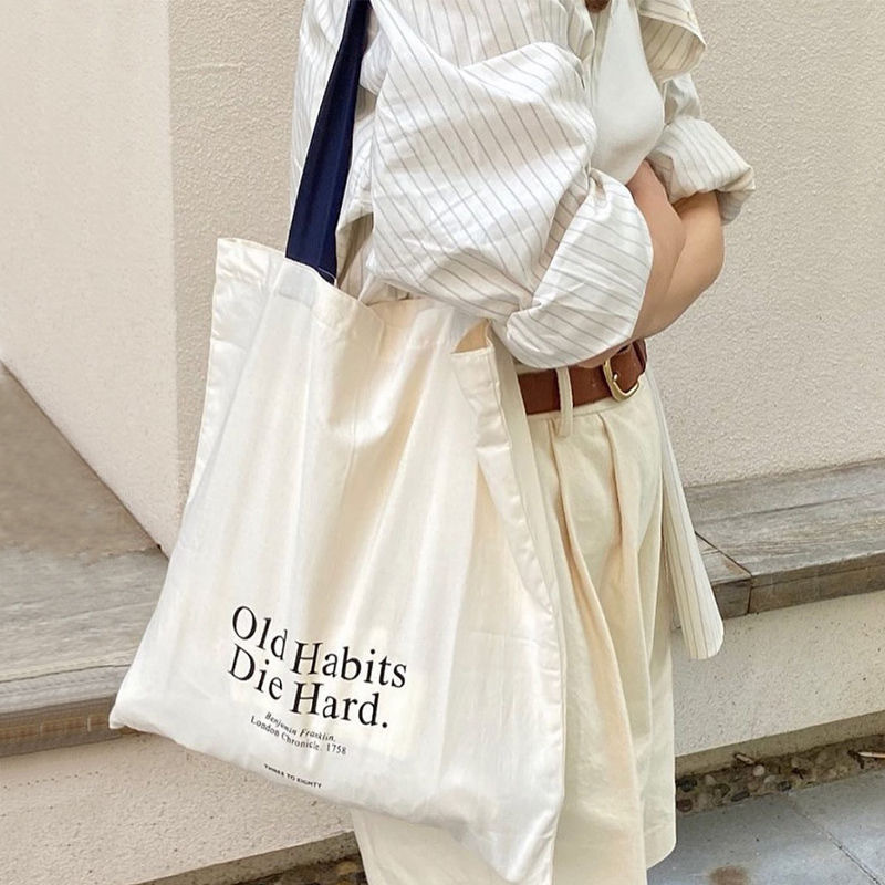 Canvas Backpack Casual - Simple Letter Large-capacity Single-shoulder Canvas Bag,
