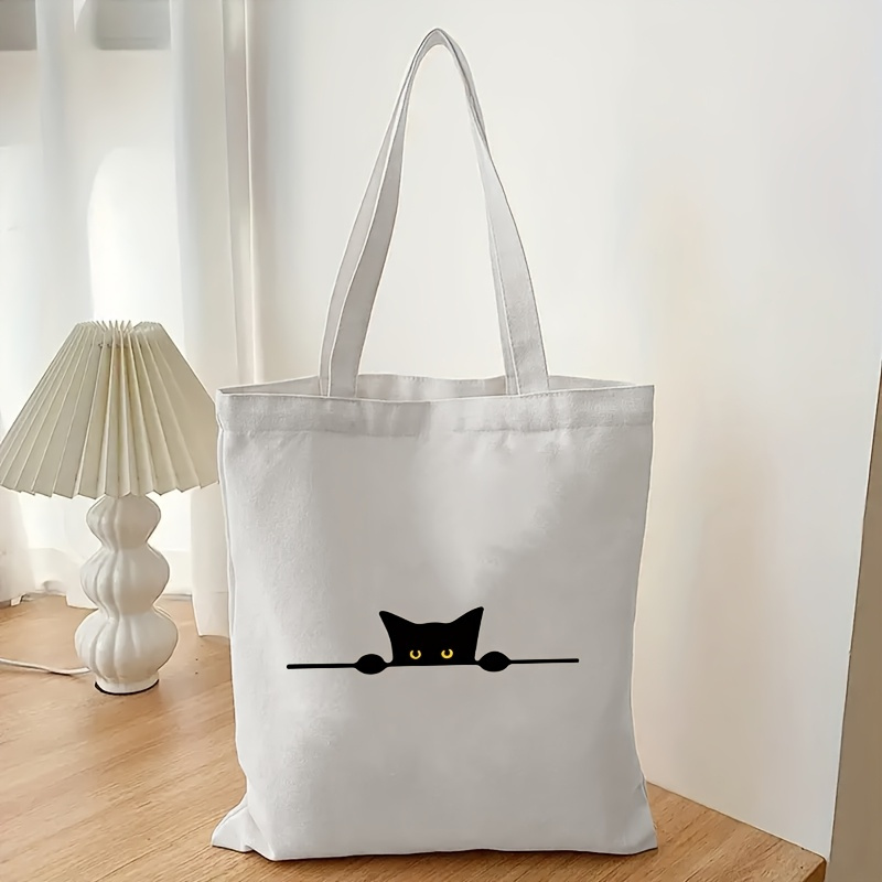 Linear Cat Print Pattern Fashi - Canvas Backpack Casual ulasan dan harga