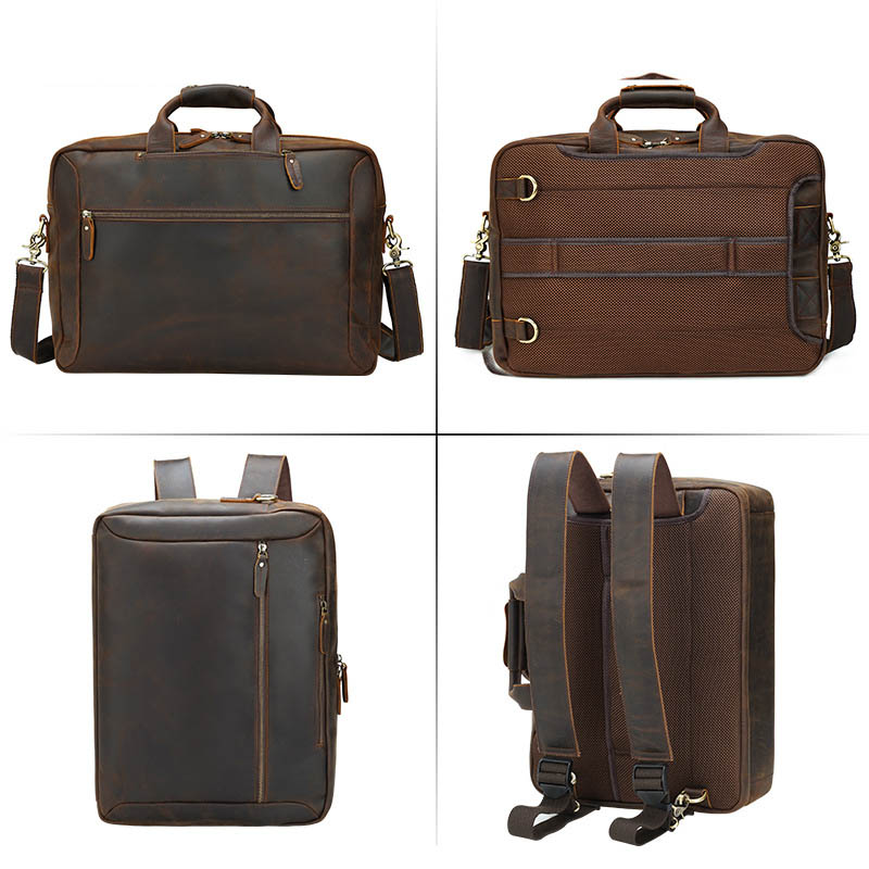 3 Use Men Business Briefcase V - Leather Backpack Vintage ulasan dan harga