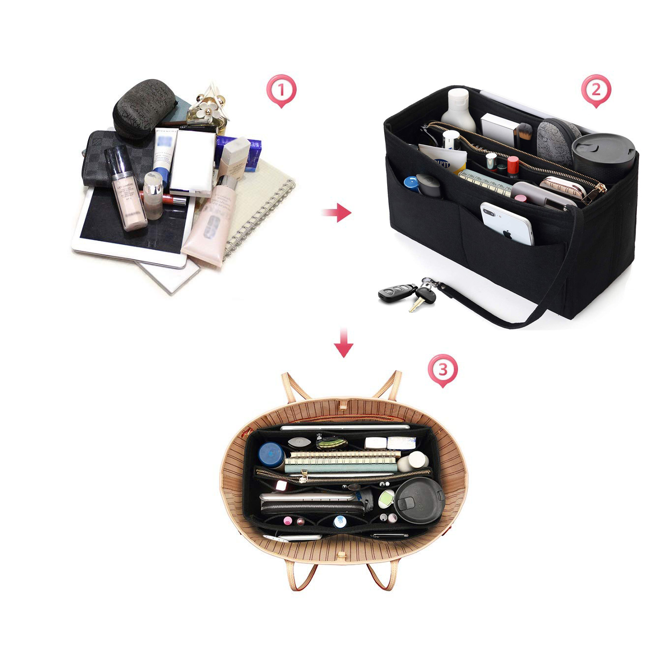 Felt Purse Organizer Insert -  - Backpack Insert Organizer ulasan dan harga