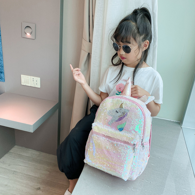 Girls Pink Unicorn Sequin Back - School Backpack Teen ulasan dan harga