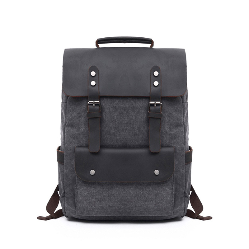 Custom Logo Vintage Canvas Sch - Leather Backpack Vintage ulasan dan harga