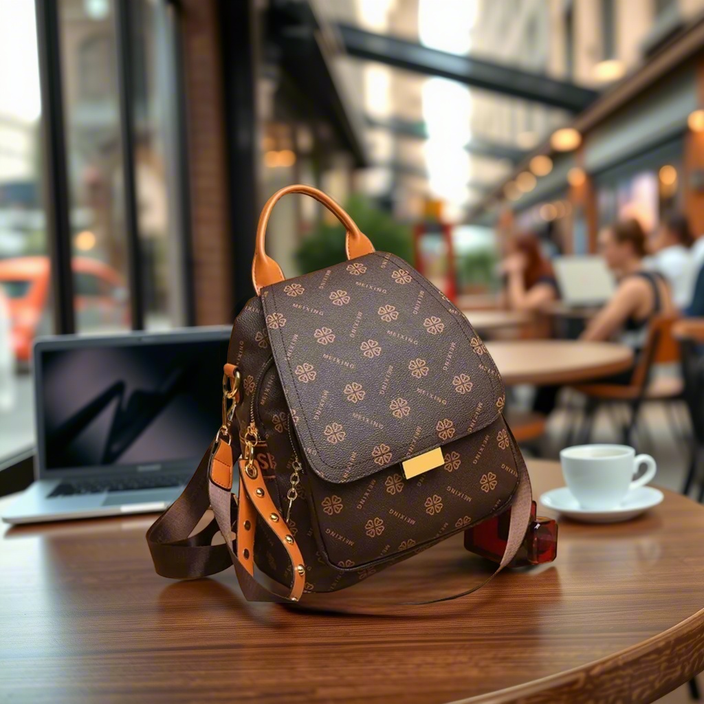 Retro Printed Backpack Women P - Leather Backpack Vintage ulasan dan harga