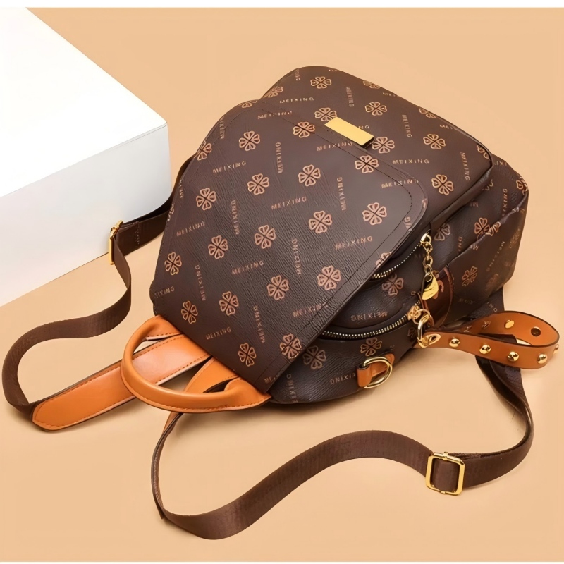 Retro Printed Backpack Women P - Leather Backpack Vintage ulasan dan harga